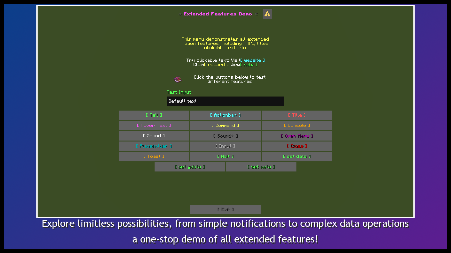 An English native Dialog menu rendered by KaMenu in Minecraft